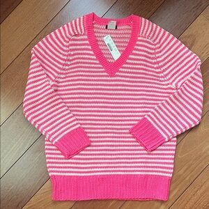 NWT J. Crew Neon Stripe Knit V Neck Sweater